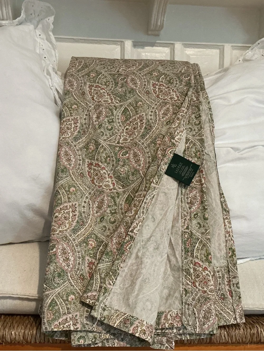 EUC Ralph Lauren King Paisley 100% Cotton Flat Sheet